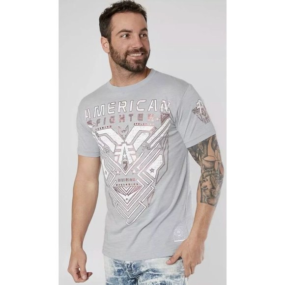 AMERICAN FIGHTER Men's T-Shirt DURHAM TEE Grey Ath - Picture 1 of 4